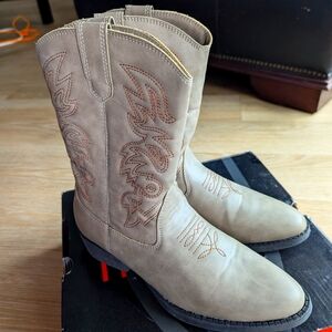 Kid's Tan/Gray Taupe Deer Stags Cowboy Boots